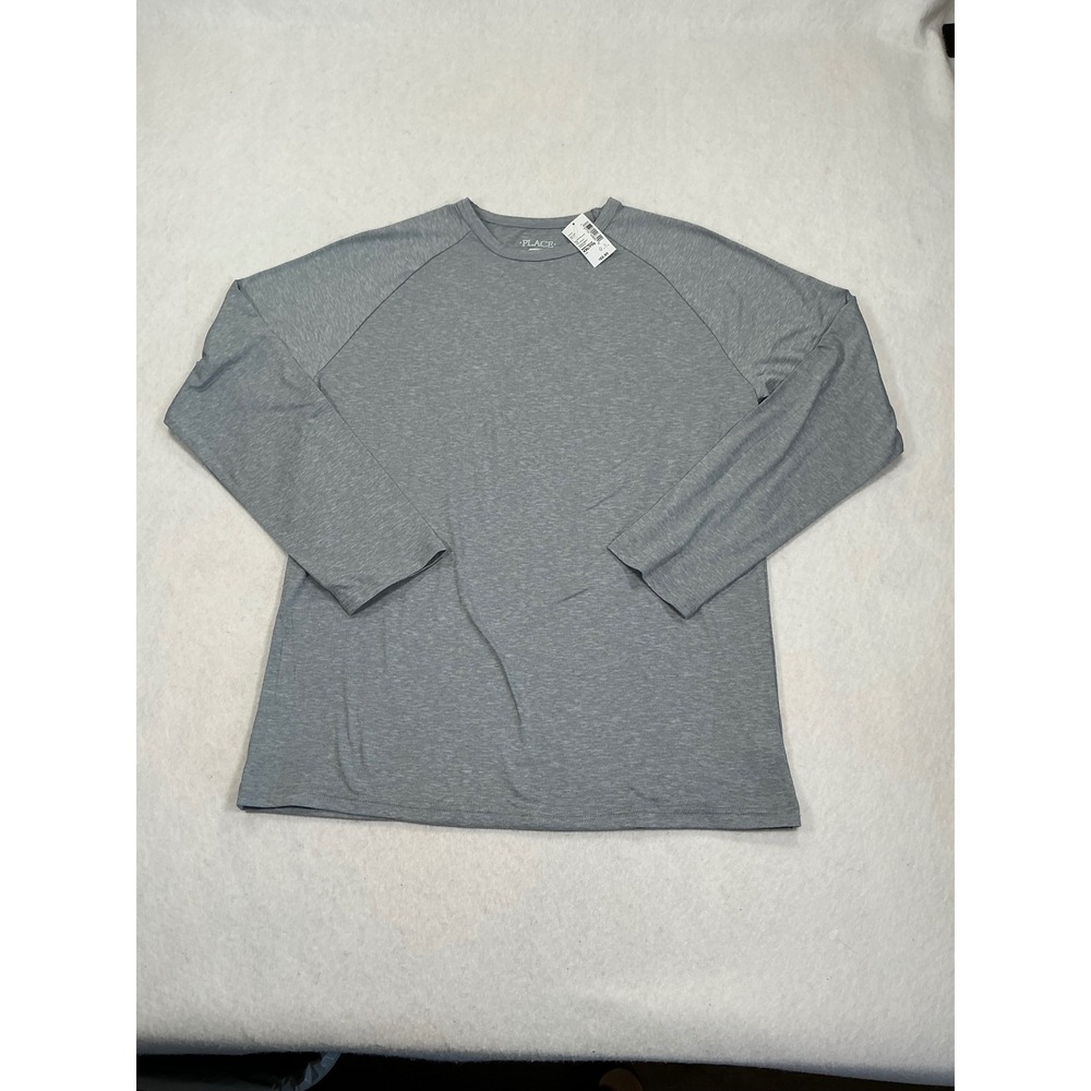 The Childrens Place Boys XXL 16 Gray Long Sleeve Performance Raglan Shirt NWT